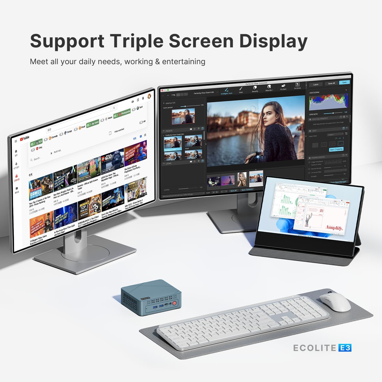 E4 Mini PC – AMD Ryzen 5 3550H | 16GB RAM, 1TB NVMe SSD | Triple Display Support