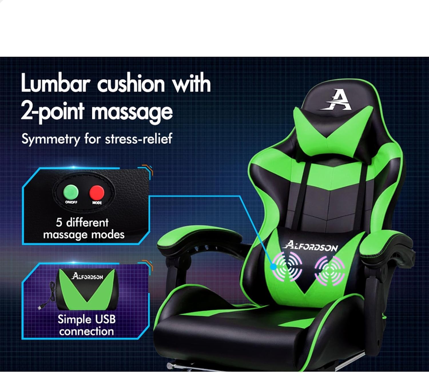 Gaming Chair with Massage, Footrest & Adjustable Recline 🎮💺