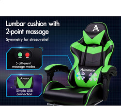Image of Gaming Chair with Massage, Footrest & Adjustable Recline 🎮💺