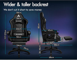 Image of Gaming Chair with Massage, Footrest & Adjustable Recline 🎮💺