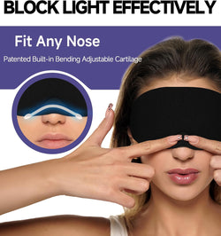 Image of Mavogel Cotton Sleep Eye Mask – Adjustable Light Blocking Eye Cover with Nose Bridge & Travel Pouch (Black)