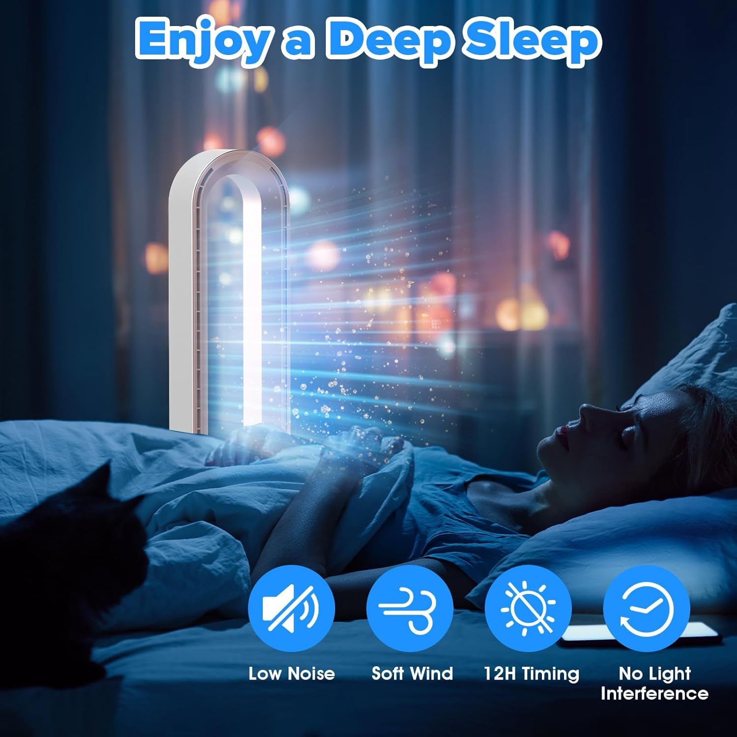Bladeless Tower Fan and Air Purifier in One – 24 Speeds, Quiet Operation, Remote & Touch Control