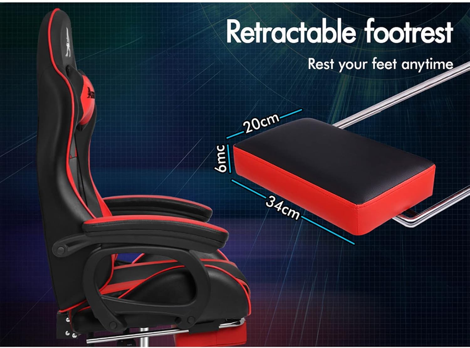 Gaming Chair with Massage, Footrest & Adjustable Recline 🎮💺