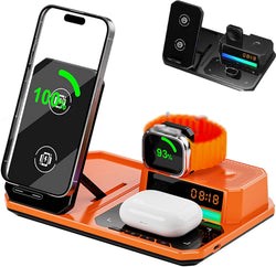 Image of 7-in-1 Wireless Charging Station with Adjustable Night Light, Bluetooth Speaker