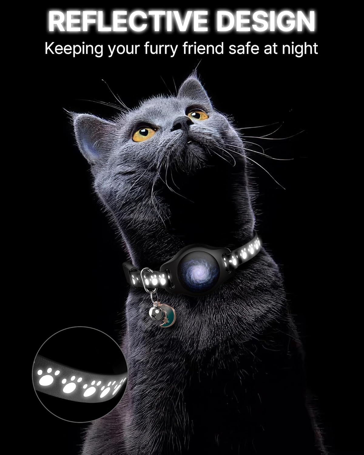 Cat Tracker Collar - Tracking Pet Collar with Finder Tag Waterproof, No Monthly Fee, Compatible with Apple Find My IOS