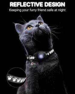 Image of Cat Tracker Collar - Tracking Pet Collar with Finder Tag Waterproof, No Monthly Fee, Compatible with Apple Find My IOS