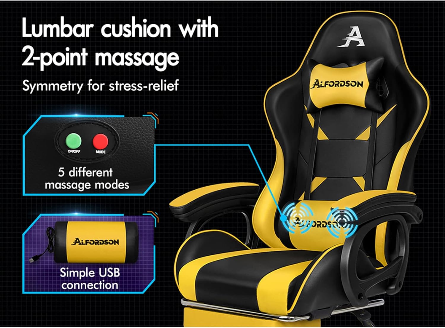 Gaming Chair with Massage, Footrest & Adjustable Recline 🎮💺