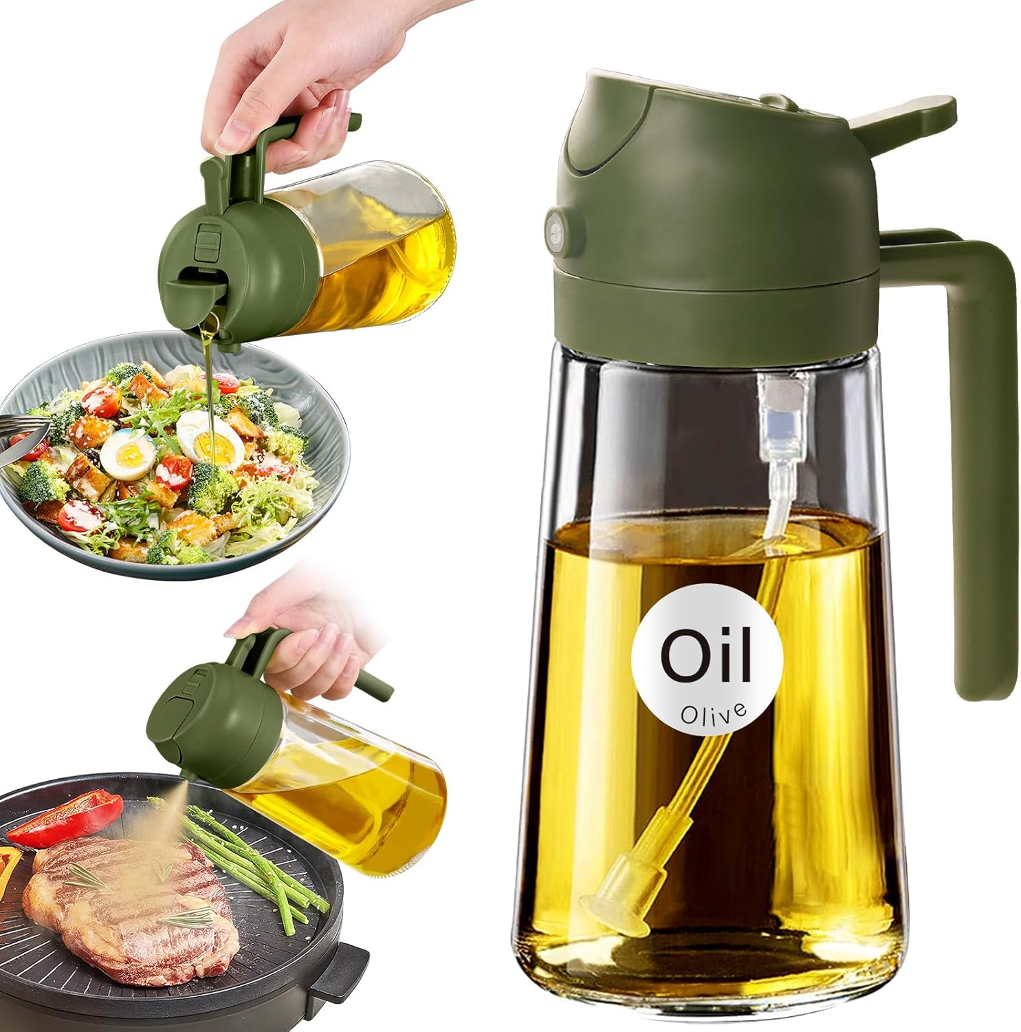 Olive Oil Dispenser, 2 in 1 Oil Sprayer for Cooking