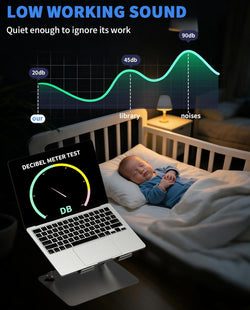 Image of Laptop Cooling Pad – Low-Noise Fan, 3.0 USB Hubs, Ergonomic Aluminum Stand, Ventilated Cooler