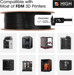 Image of 3D Printing Filament 1.75mm 1KG Black, High Accuracy