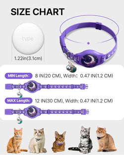 Image of Cat Tracker Collar - Tracking Pet Collar with Finder Tag Waterproof, No Monthly Fee, Compatible with Apple Find My IOS