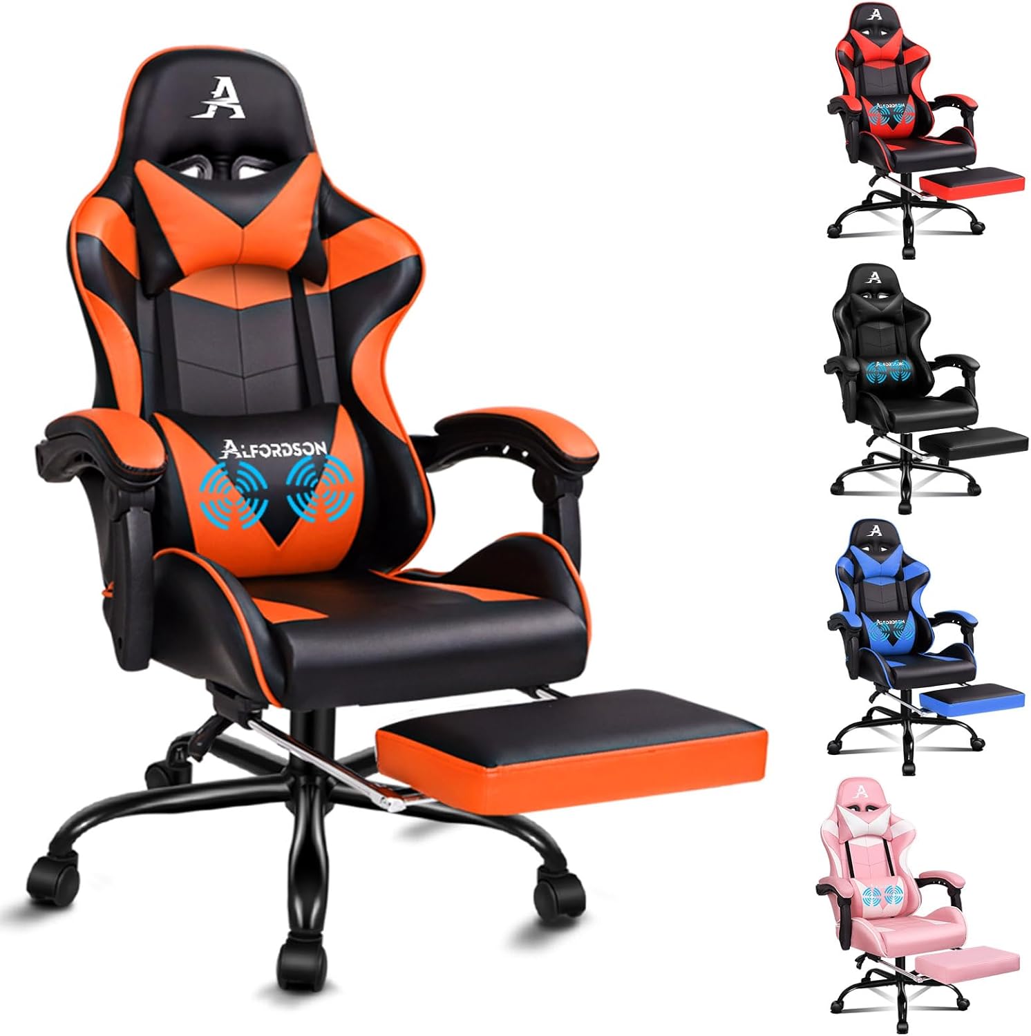 Gaming Chair with Massage, Footrest & Adjustable Recline 🎮💺