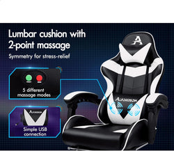 Image of Gaming Chair with Massage, Footrest & Adjustable Recline 🎮💺