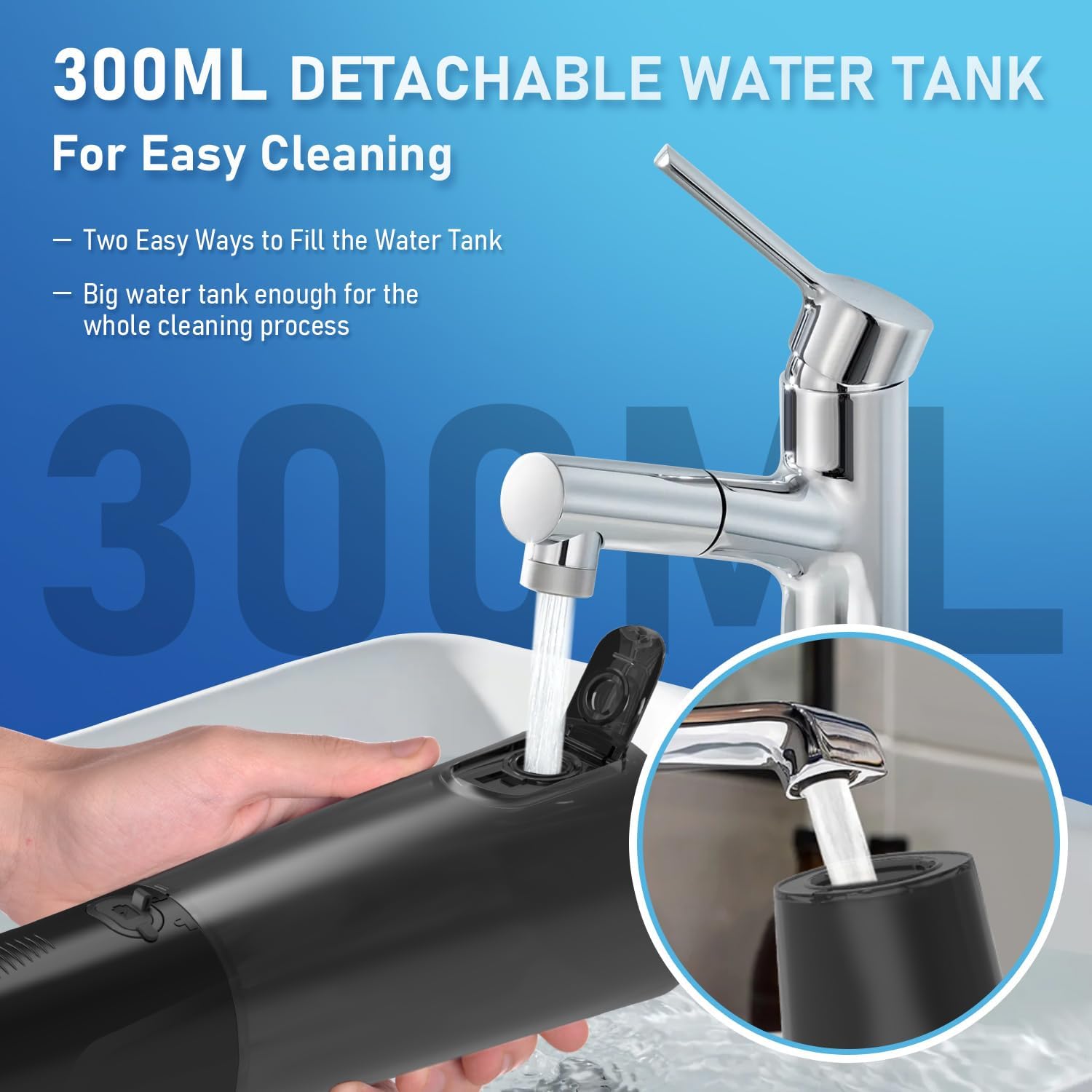 Vimmk Cordless Water Flosser – Portable Oral Irrigator for Teeth & Gums, 5 Modes, 8 Tips, 300ml, IPX7 Waterproof (Black)