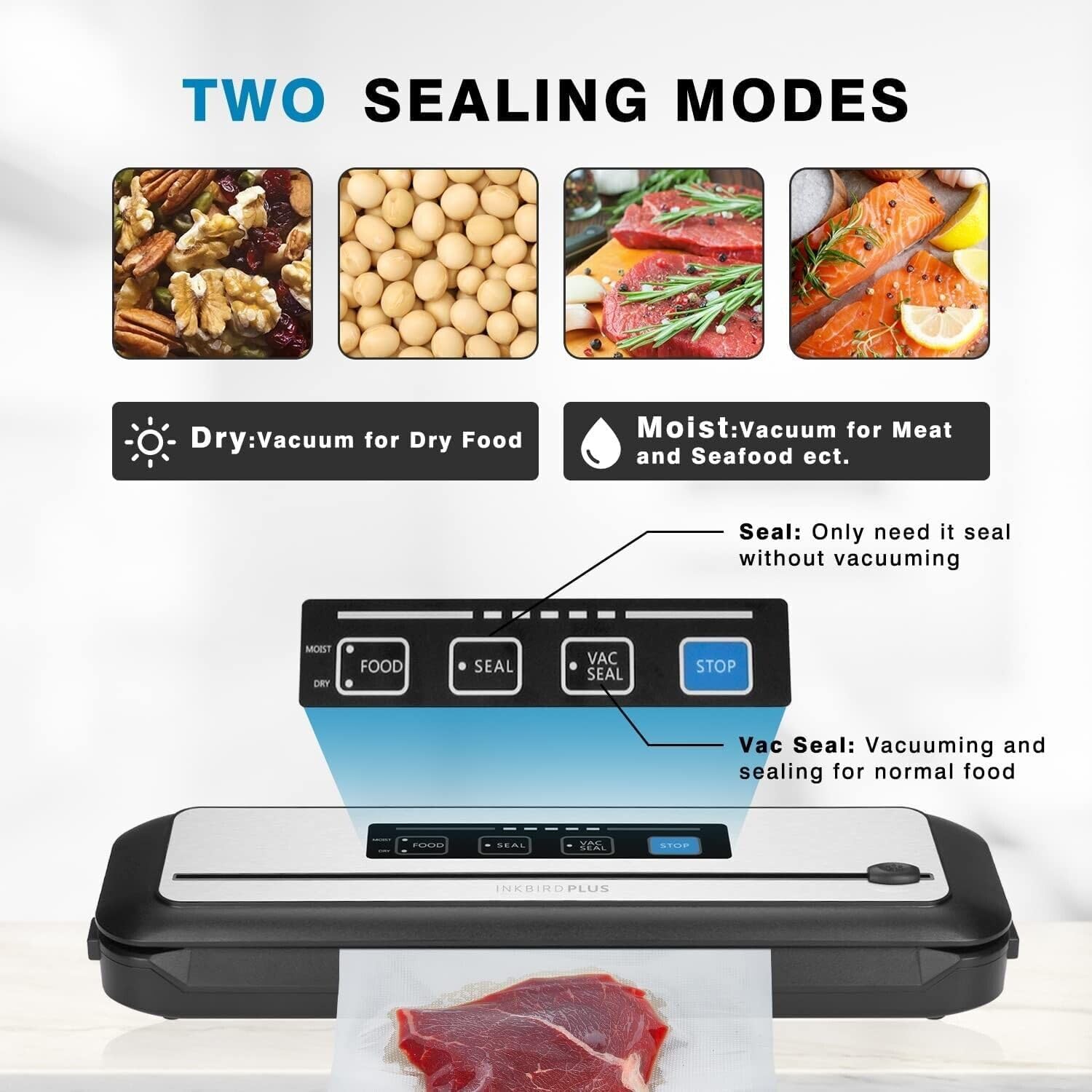 Vacuum Sealer Automatic Sealing Machine – Dry & Moist Modes, Built-in Cutter, Easy Cleaning, Stainless Steel Panel