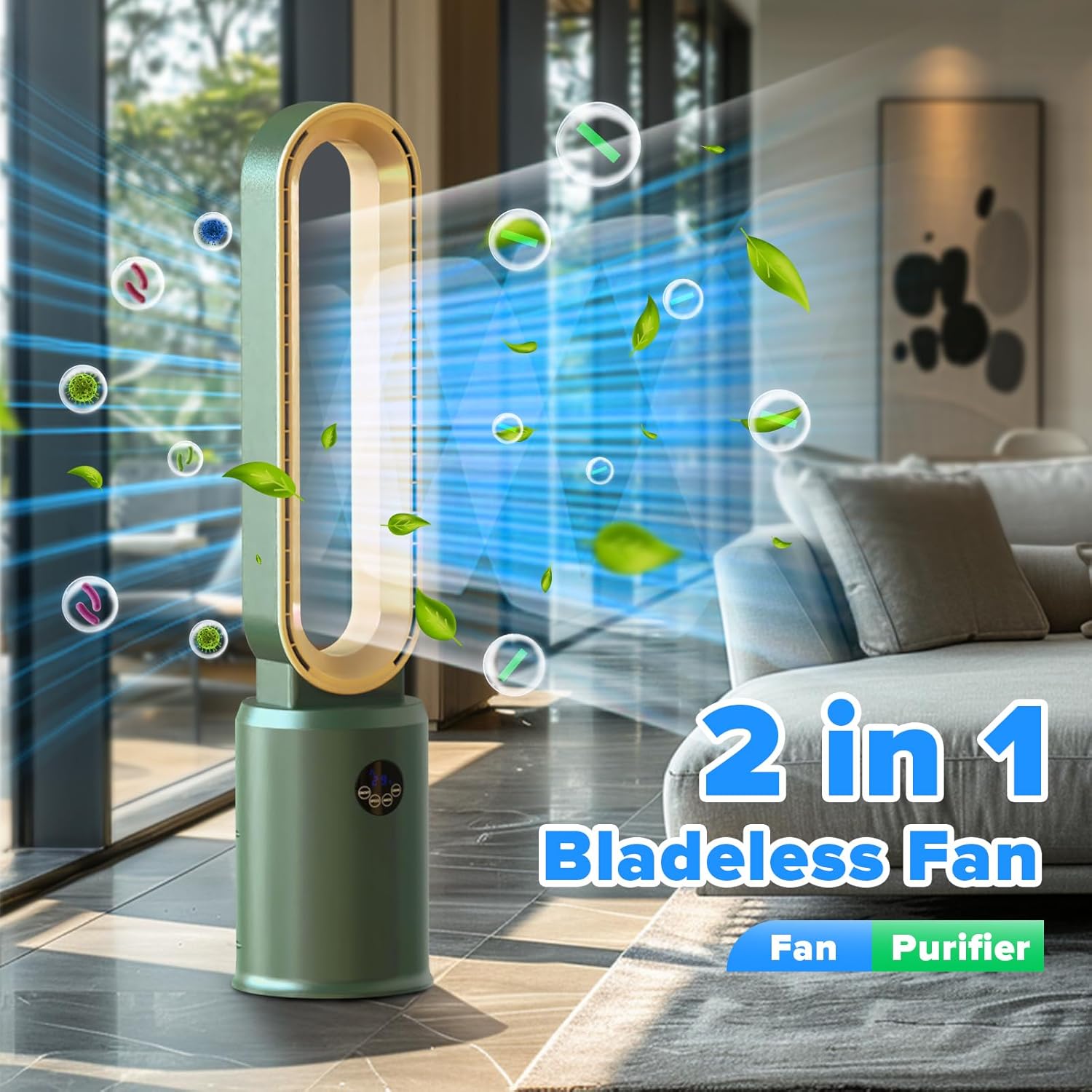 Bladeless Tower Fan and Air Purifier in One – 24 Speeds, Quiet Operation, Remote & Touch Control