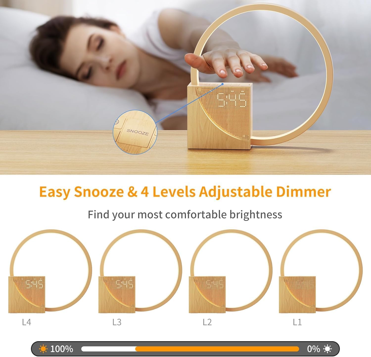 4-in-1 Touch Bedside Lamp with Alarm Clock, Nature Sounds & Wake-Up Light 🌙✨