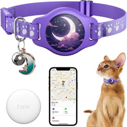 Image of Cat Tracker Collar - Tracking Pet Collar with Finder Tag Waterproof, No Monthly Fee, Compatible with Apple Find My IOS