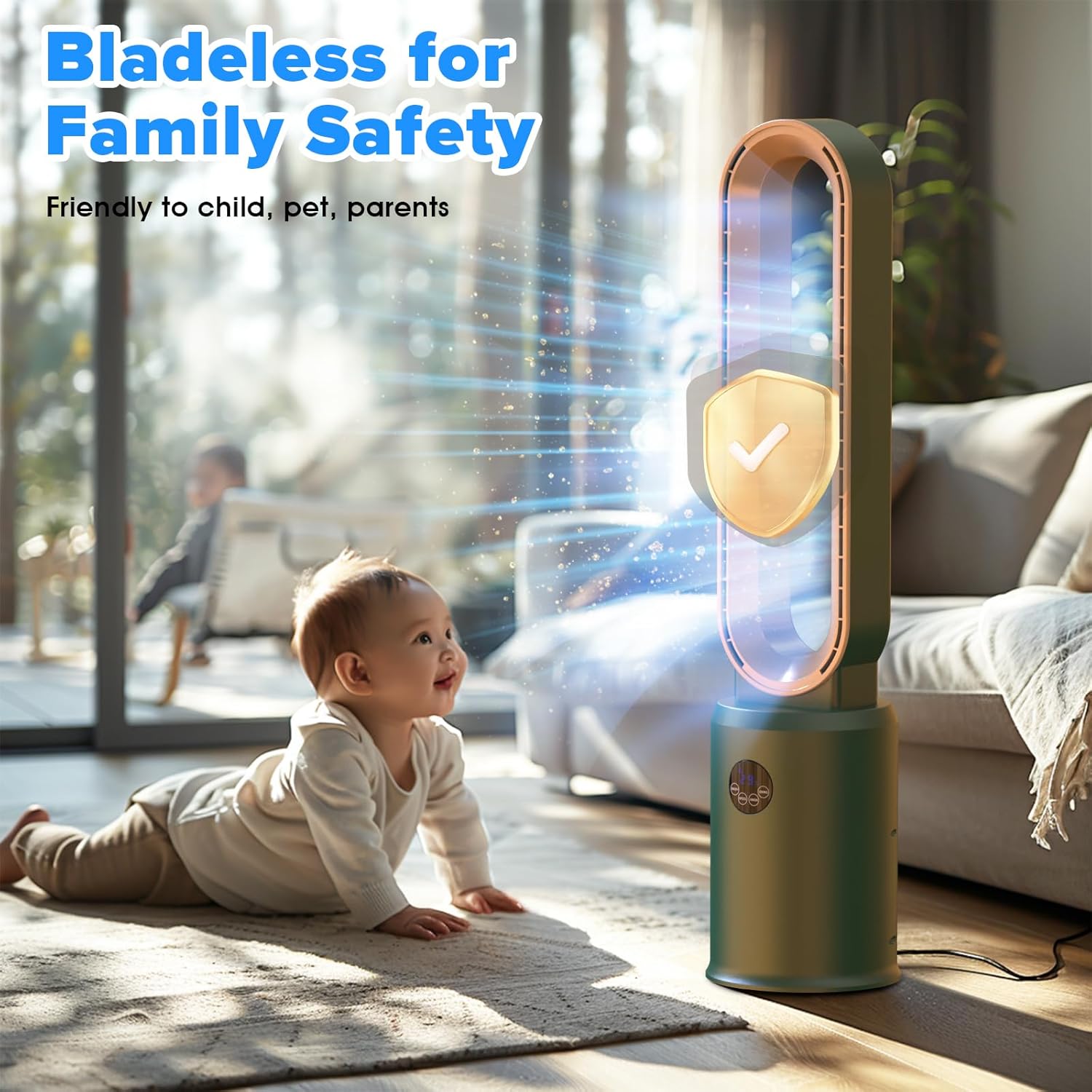 Bladeless Tower Fan and Air Purifier in One – 24 Speeds, Quiet Operation, Remote & Touch Control