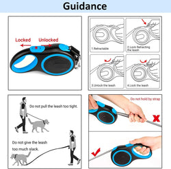 Image of Retractable Dog Leash with Anti-Slip Handle – 8m / 5m, Heavy Duty No-Tangle (Blue, 8m)