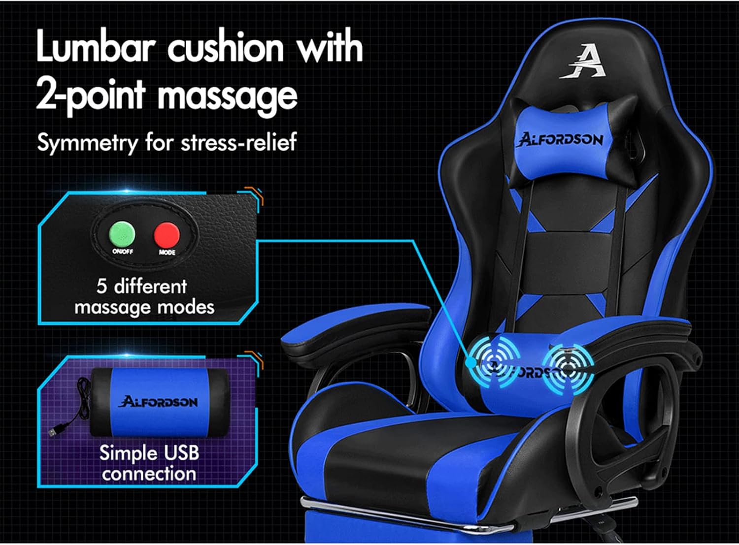Gaming Chair with Massage, Footrest & Adjustable Recline 🎮💺