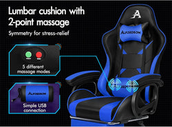 Image of Gaming Chair with Massage, Footrest & Adjustable Recline 🎮💺