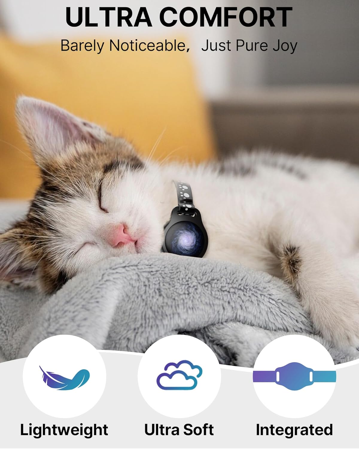 Cat Tracker Collar - Tracking Pet Collar with Finder Tag Waterproof, No Monthly Fee, Compatible with Apple Find My IOS