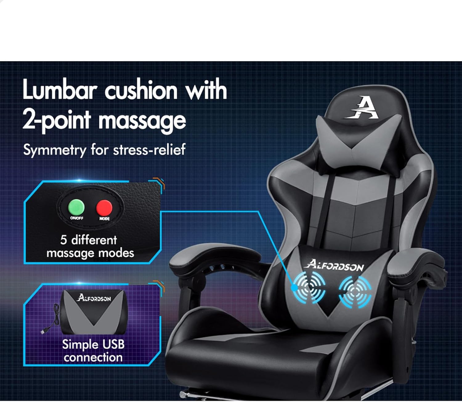 Gaming Chair with Massage, Footrest & Adjustable Recline 🎮💺