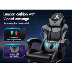 Image of Gaming Chair with Massage, Footrest & Adjustable Recline 🎮💺