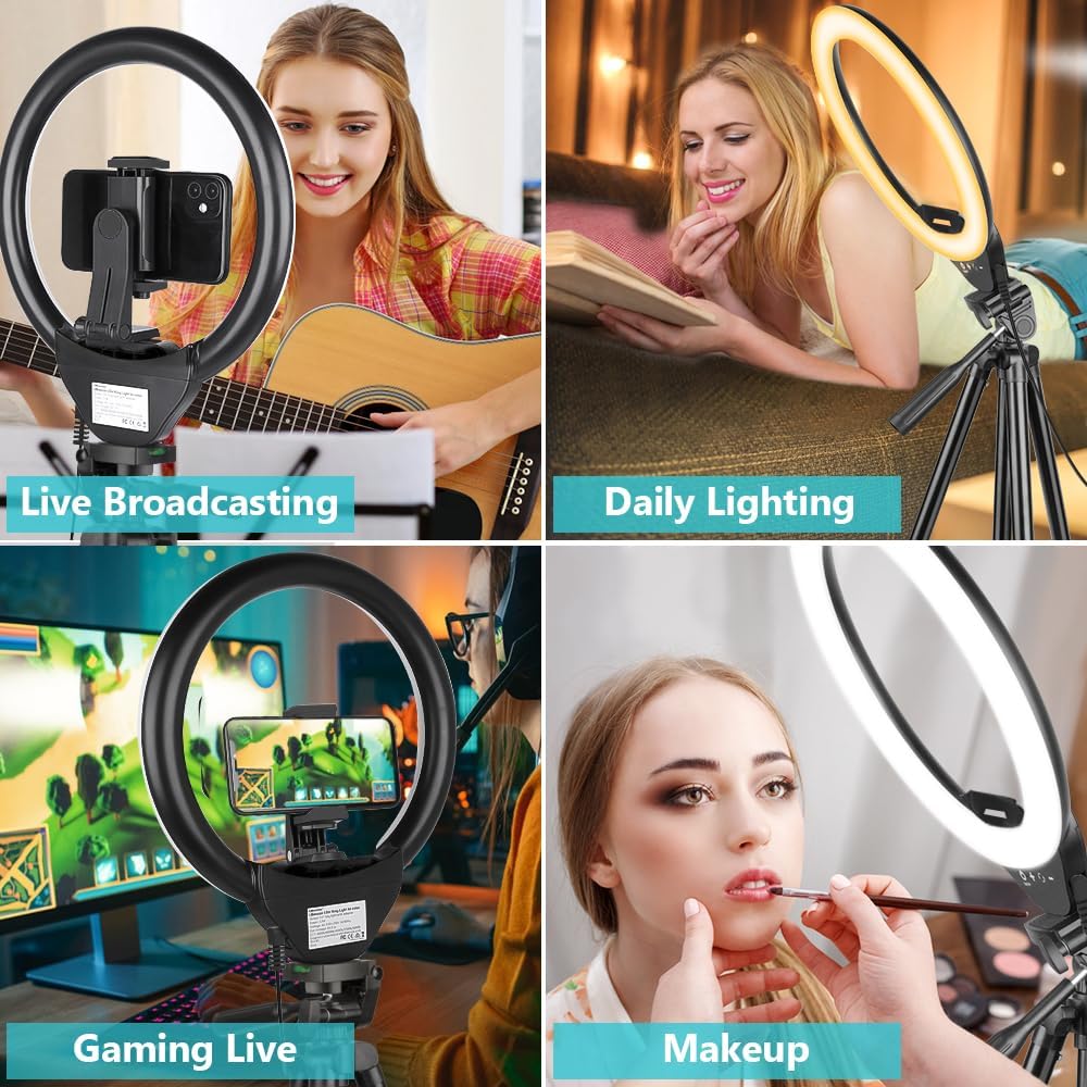LED Circle Light with Phone Holder | Perfect for Live Streaming, Makeup, YouTube Videos, and TikTok