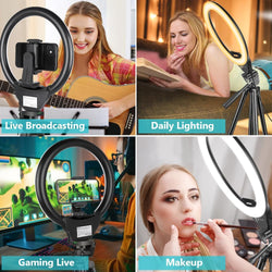 Image of LED Circle Light with Phone Holder | Perfect for Live Streaming, Makeup, YouTube Videos, and TikTok
