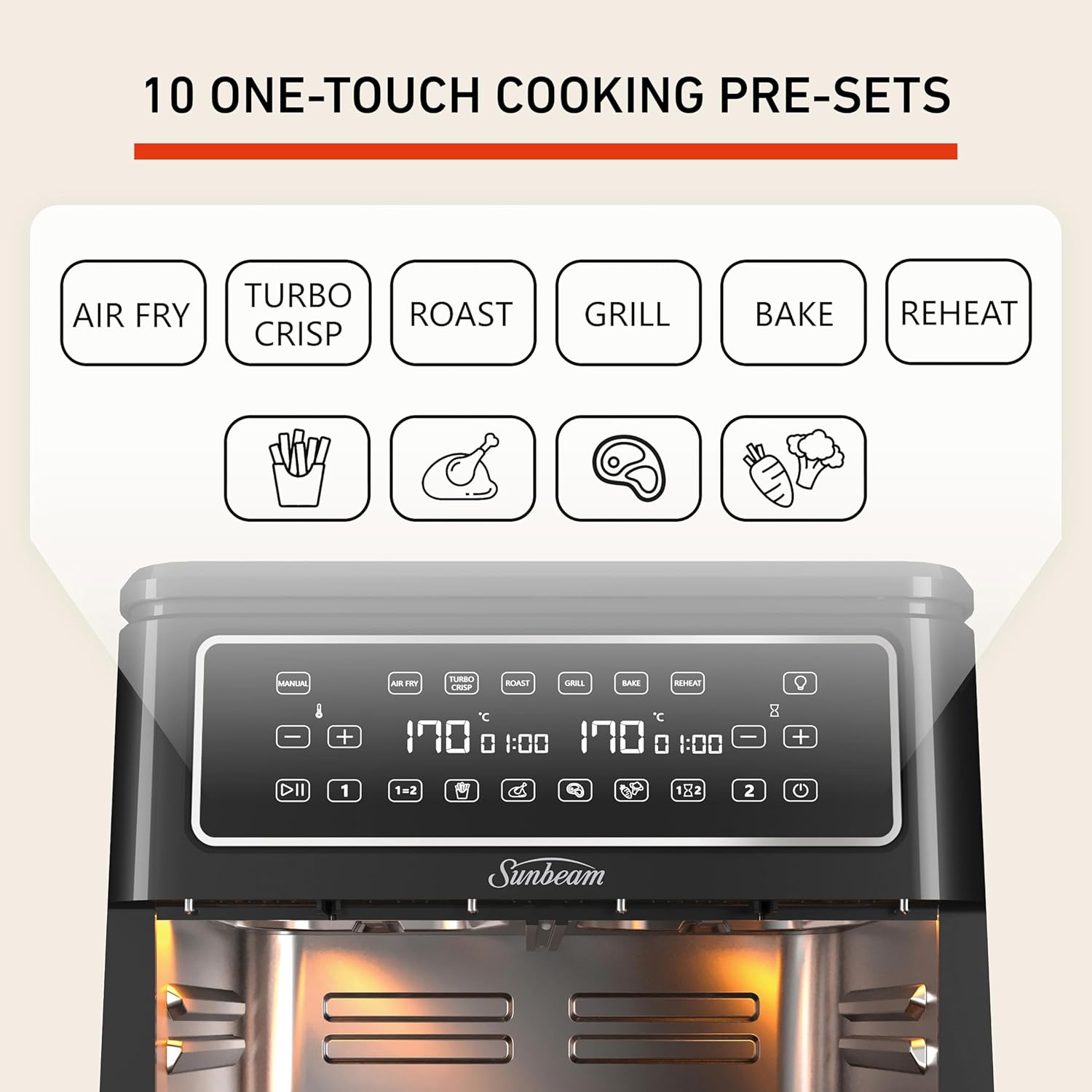 Multi Zone Air Fryer Oven | Convertible Dual 5.5L to Single 11.4L Zone, 9 Accessories, Multiple Presets and Functions, Black