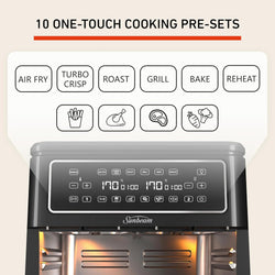 Image of Multi Zone Air Fryer Oven | Convertible Dual 5.5L to Single 11.4L Zone, 9 Accessories, Multiple Presets and Functions, Black