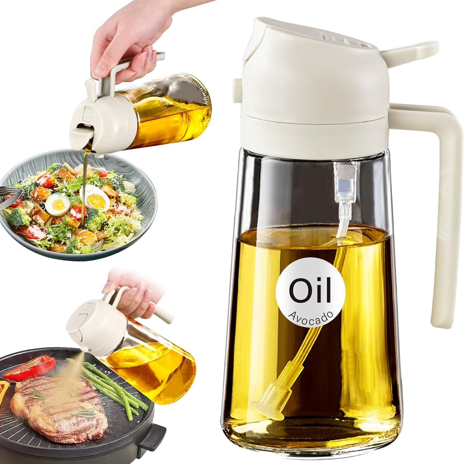 Olive Oil Dispenser, 2 in 1 Oil Sprayer for Cooking