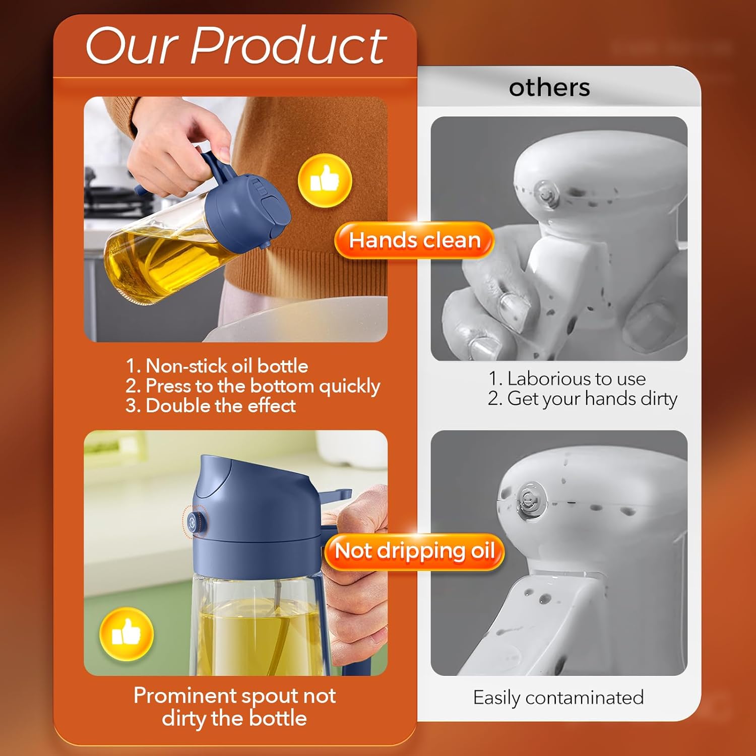 Olive Oil Dispenser, 2 in 1 Oil Sprayer for Cooking