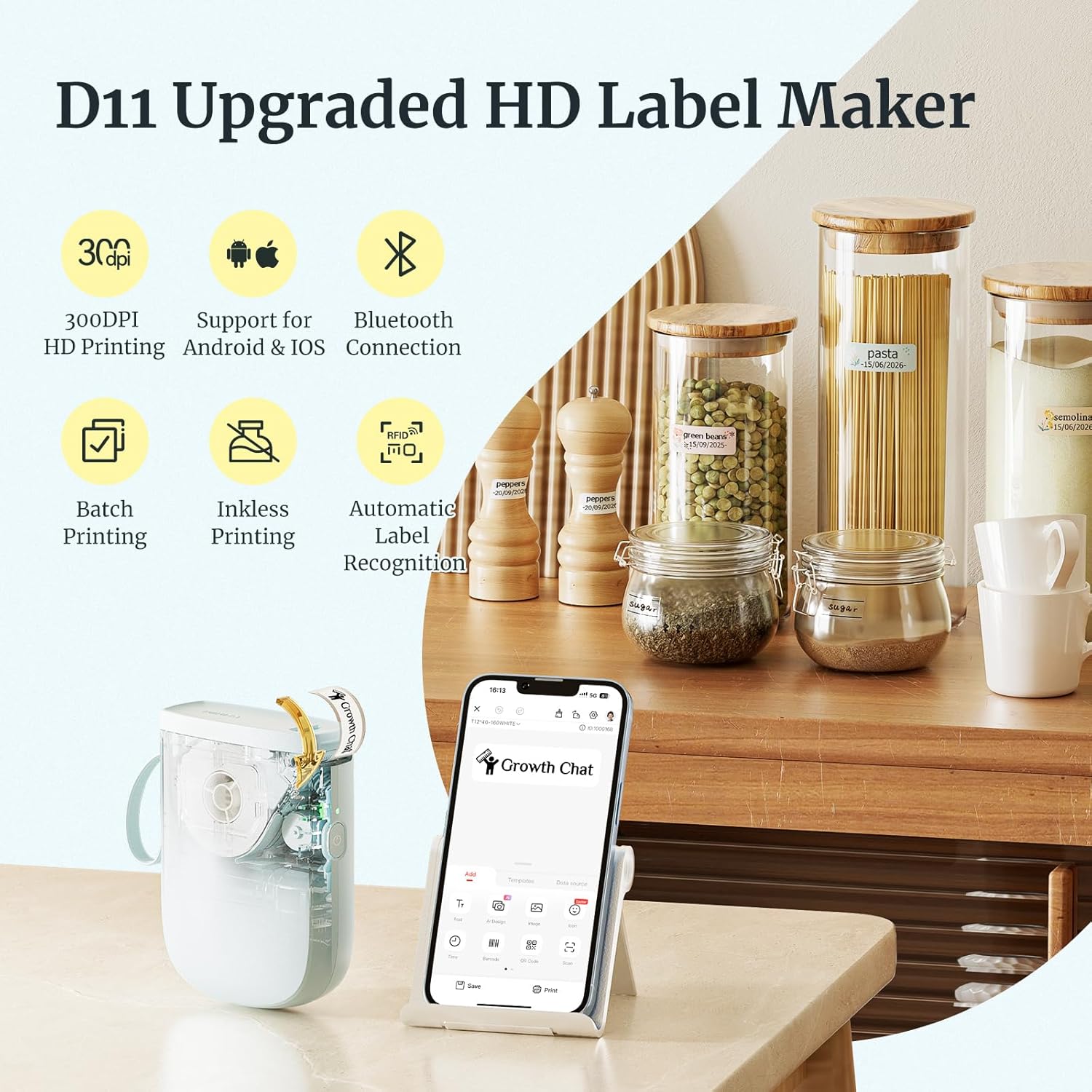 Upgraded Bluetooth Label Maker – Portable, Smart Label Printing, High-Quality, Wireless Thermal Printer