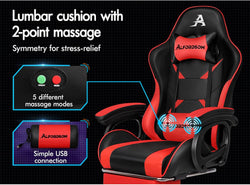 Image of Gaming Chair with Massage, Footrest & Adjustable Recline 🎮💺