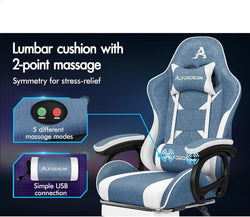 Image of Gaming Chair with Massage, Footrest & Adjustable Recline 🎮💺