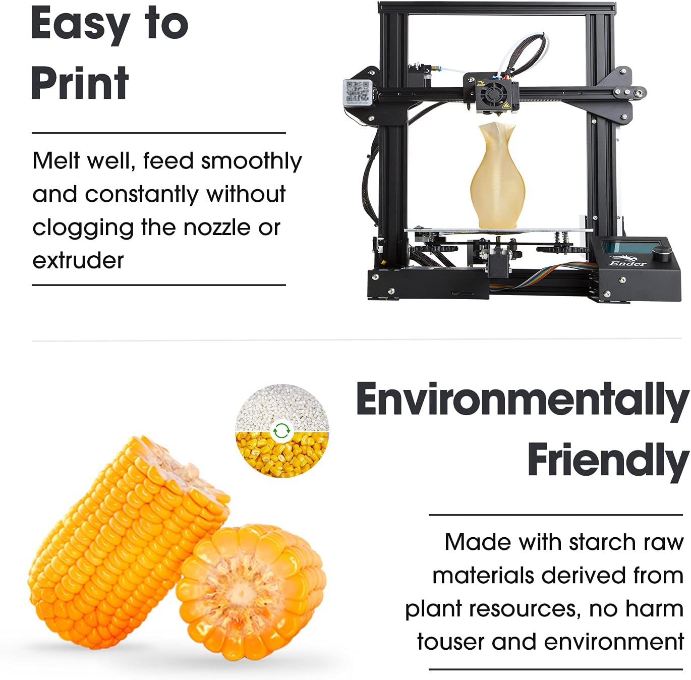 3D Printing Filament 1.75mm 1KG Black, High Accuracy