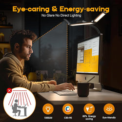 Image of LED Desk Lamp with 3 Arms, Human Sensor & 25 Lighting Modes – Space-Saving