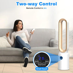 Image of Bladeless Tower Fan and Air Purifier in One – 24 Speeds, Quiet Operation, Remote & Touch Control