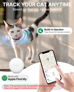 Image of Cat Tracker Collar - Tracking Pet Collar with Finder Tag Waterproof, No Monthly Fee, Compatible with Apple Find My IOS