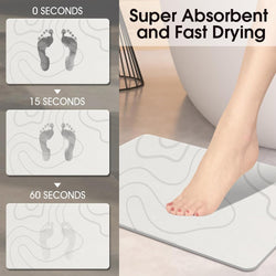 Image of Stone Bath Mat – 60×40 cm Diatomaceous Earth Non-Slip Quick-Drying Shower Mat