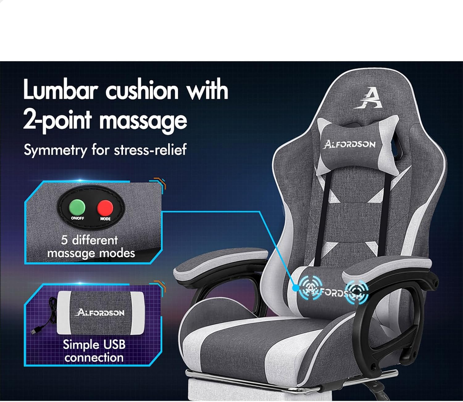 Gaming Chair with Massage, Footrest & Adjustable Recline 🎮💺