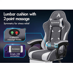 Image of Gaming Chair with Massage, Footrest & Adjustable Recline 🎮💺