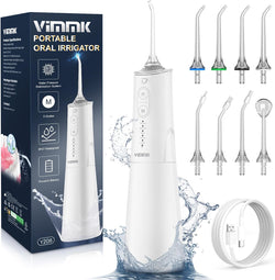 Image of Vimmk Cordless Water Flosser – Portable Oral Irrigator for Teeth & Gums, 5 Modes, 8 Tips, 300ml, IPX7 Waterproof (Black)