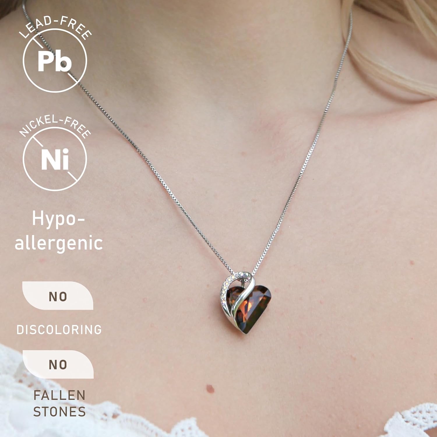 Leafael Infinity Love Heart Necklace Birthstone Necklace for Women