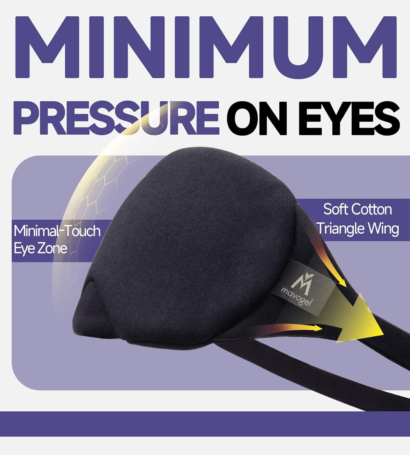 Mavogel Cotton Sleep Eye Mask – Adjustable Light Blocking Eye Cover with Nose Bridge & Travel Pouch (Black)