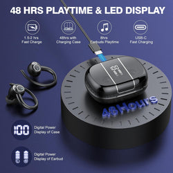 Image of Bluetooth 5.3 Over-Ear Wireless Sport Earbuds – 48H Playback, LED Display