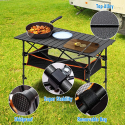 Image of Portable Folding Camping Table – Ultralight Aluminium, Adjustable Height, Large Storage Bag, Sturdy & Durable